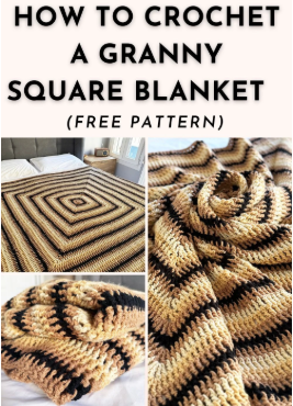 Granny square blanket free crochet pattern