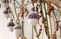 Crochet acorn garland fall decoration