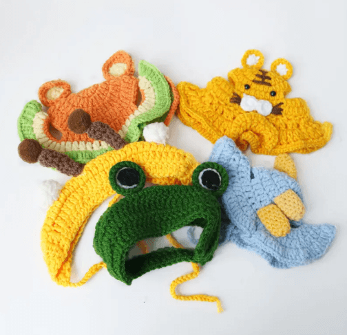 Handmade crochet animal hat with a playful cat-inspired style