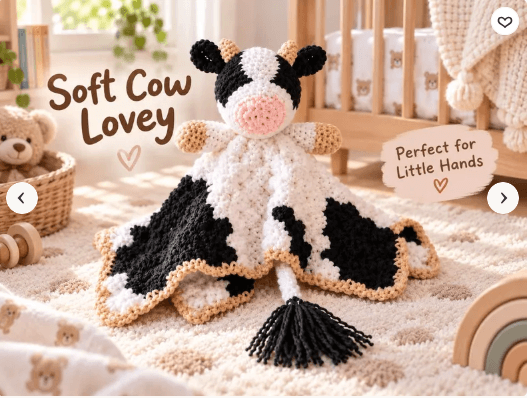 Colorful crochet cow project idea
