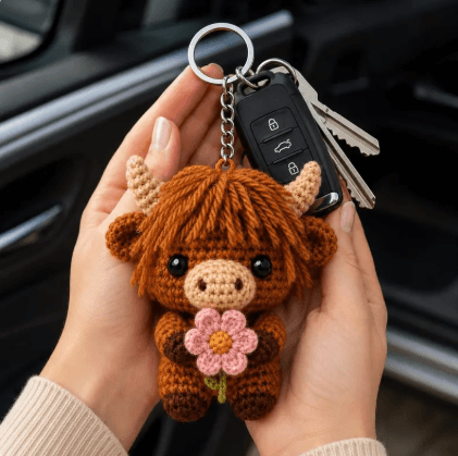Farmhouse-style crochet cow amigurumi
