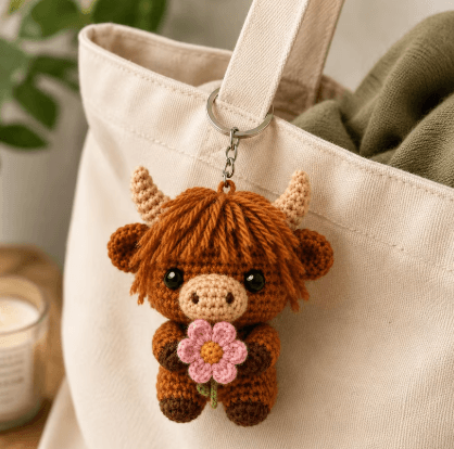 Small crochet cow with charming details