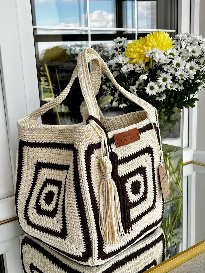 cozy crochet carryall fall bag