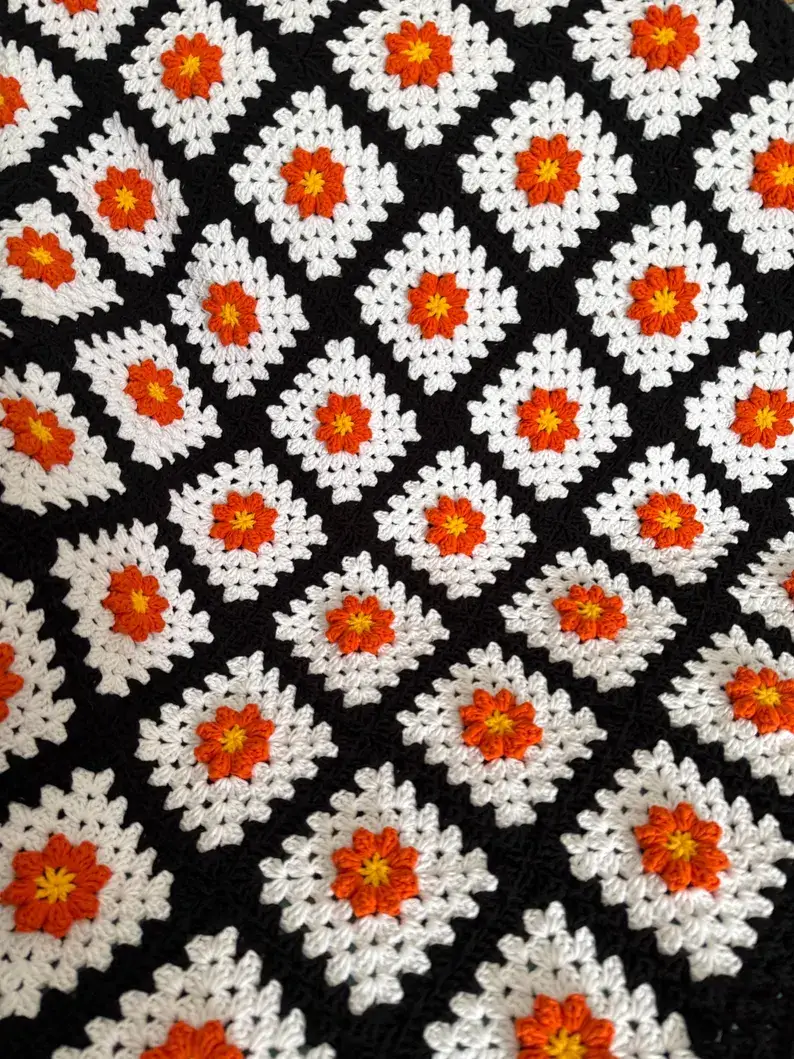 fall granny square crochet blanket
