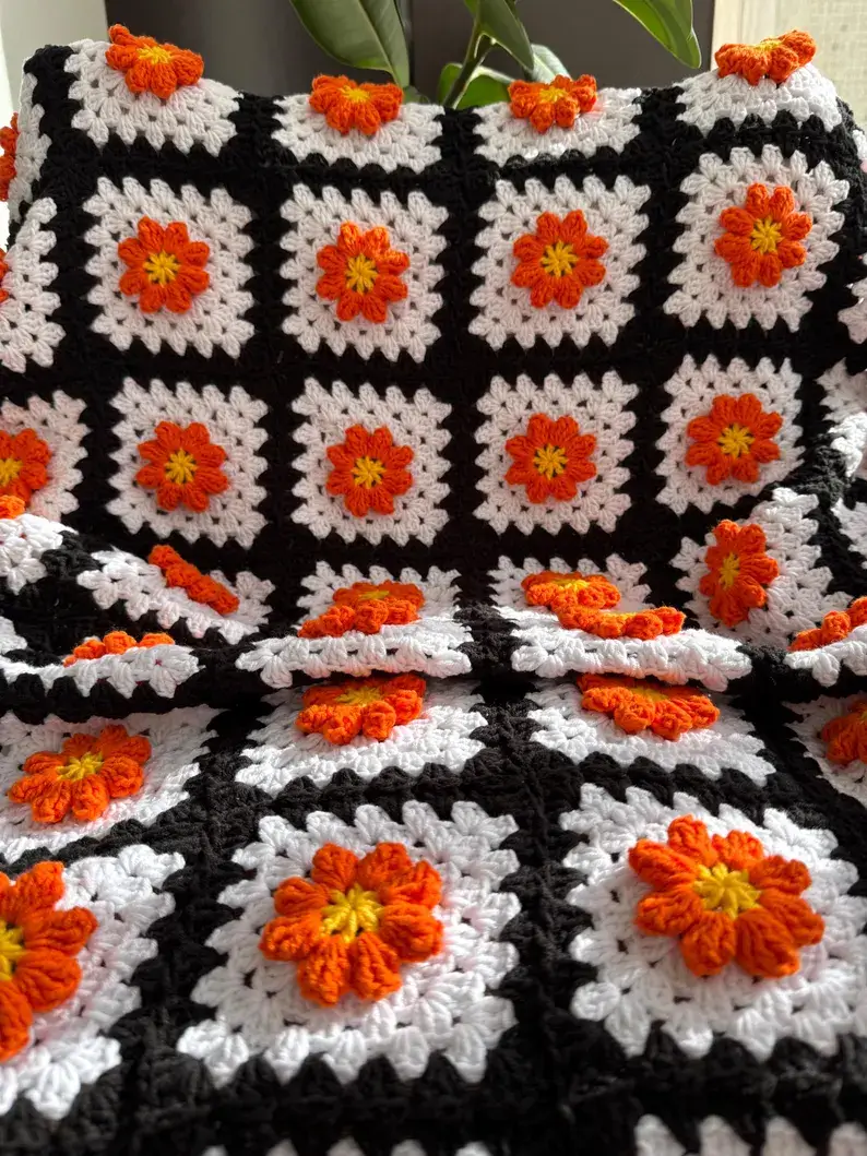 easy fall granny square blanket