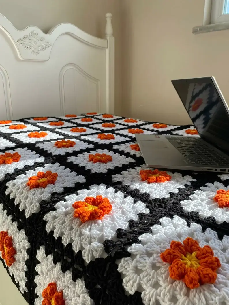 autumn patchwork granny square blanket