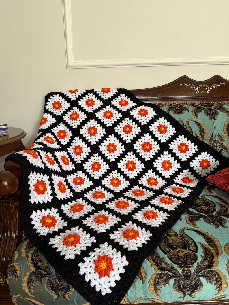pumpkin fall crochet blanket